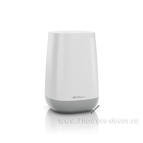 Ваза (пластик) Lechuza Yula Flower (white/grey semi-gloss), 14x14x21см