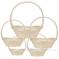 Корзина плетеная (ива), 52x48xH15/53 см - 20x24xH7/33 см, набор (5 шт) - фото 1