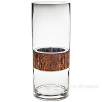 Ваза "Wood a tube" (дерево, стекло), D12xH30 см - фото 1