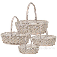 Корзина плетеная (ива), 56x45xH18/47 см - 31x24xH13/32 см, набор (4 шт) - фото 1