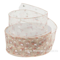 Лента органза "Цветы", 40 ммx10 ярд - фото 1