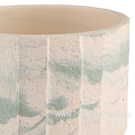 Кашпо Marble (керамика), D12xH10 см Белый- - фото 2