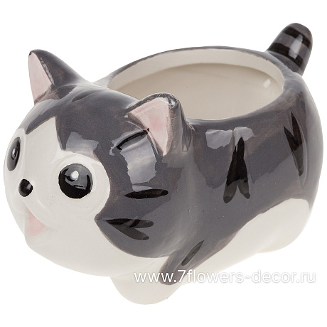 Кашпо Кот (керамика), 14xH8 см - фото 3