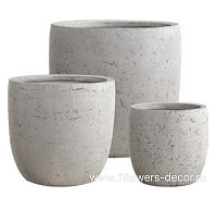 Кашпо Nobilis Marco "Rough White Round" (полистоун), D40xH39 см - фото 1