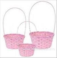 Корзина плетеная (бамбук), D21xH10/36 см - D16xH10/32 см, набор (3 шт) - фото 1