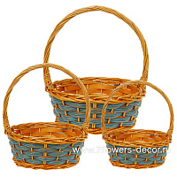 Корзина плетеная (ива), D33xH13/36 см - D22xH10,5/26 см, набор (3 шт) - фото 1