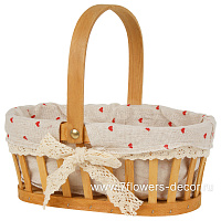 Корзина плетеная (дерево, ткань), 26x18,5xH9/23 см - фото 1