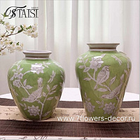 Ваза "Шинуазри Весенний зеленый" (керамика), D19xH22 см - фото 1