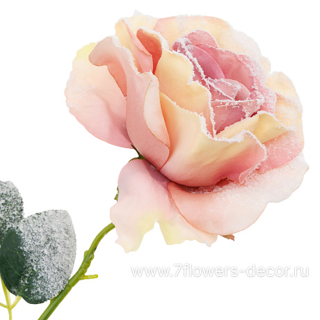 Цветок искусственный заснеженный Роза, H52 см - фото 2