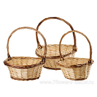 Корзина плетеная (ива), 42x35xH18/40 см - 30x25xH14/30 см, набор (3 шт) - фото 1