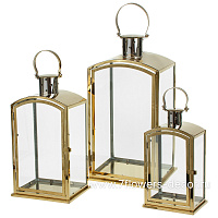 Фонарь (металл), 23,5x20xH54 см, 20x15xH43 см, 15x11,5xH23 см, набор (3 шт) - фото 1