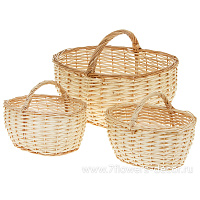 Корзина плетеная (ива), 45x34xH22/30 см - 26x19xH13/18 см, набор (3 шт) - фото 1