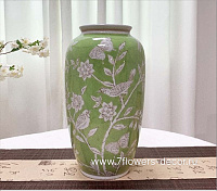 Ваза "Шинуазри Весенний зеленый" (керамика), D19,5xH33,5 см - фото 1