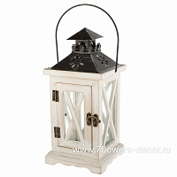 Фонарь (дерево, стекло), 12,5x12,5xH28 см - фото 1