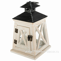 Фонарь (дерево, стекло), 12,5x12,5xH19,5 см - фото 1