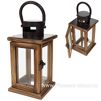Фонарь (дерево, стекло), 11,5x11,5xH22 см - фото 1